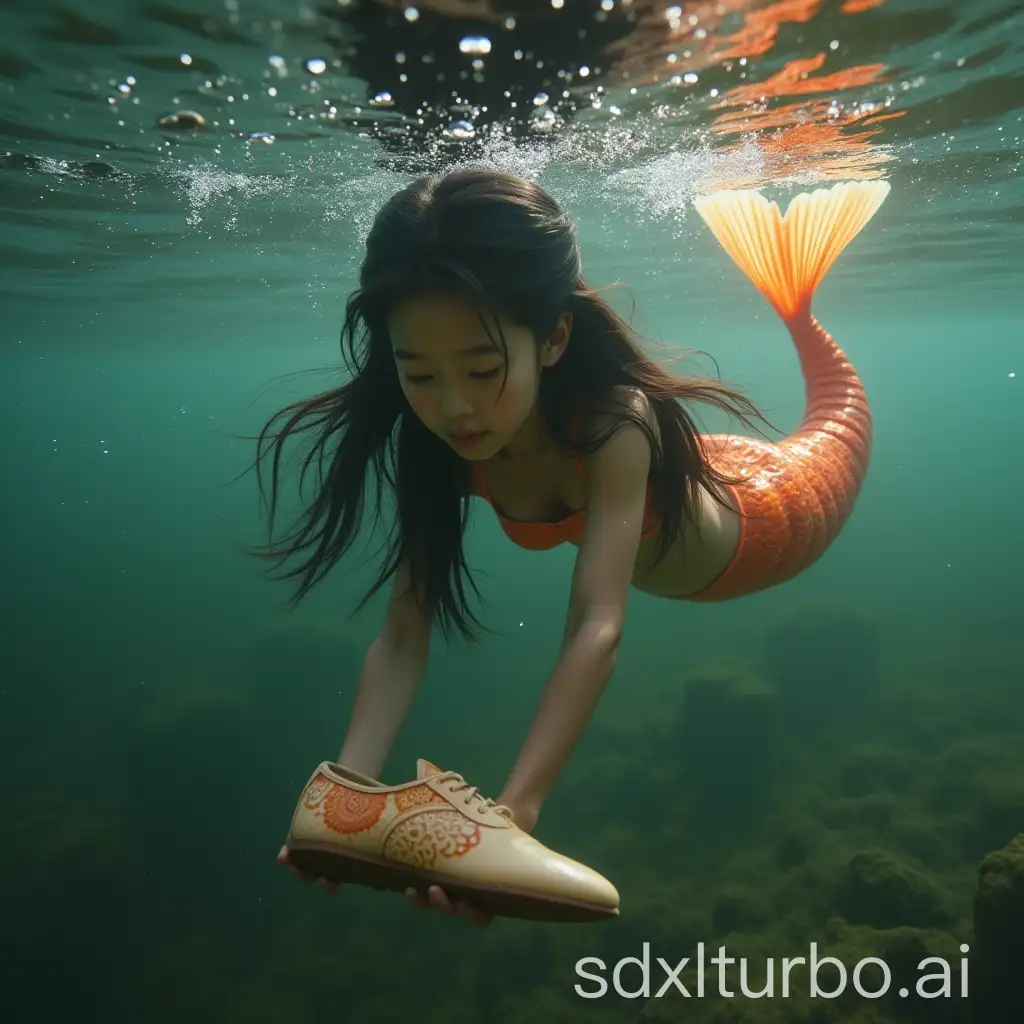 Asian-Teenage-Mermaid-with-Koi-Tail-in-Sunlit-Lake-Scene