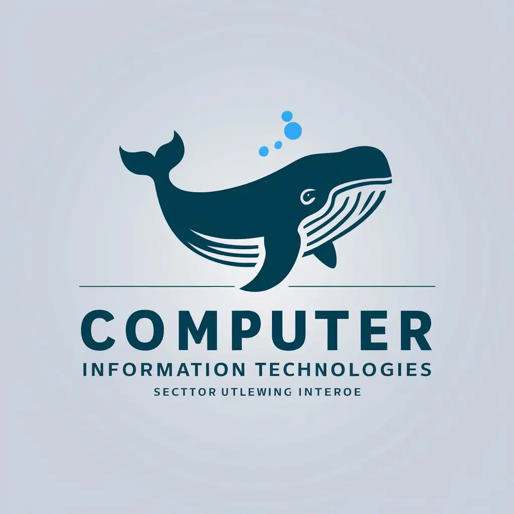 a vector logo design,with the text "Computer Information Technologies", main symbol:Whale,Moderate,be used in Internet industry,clear background
