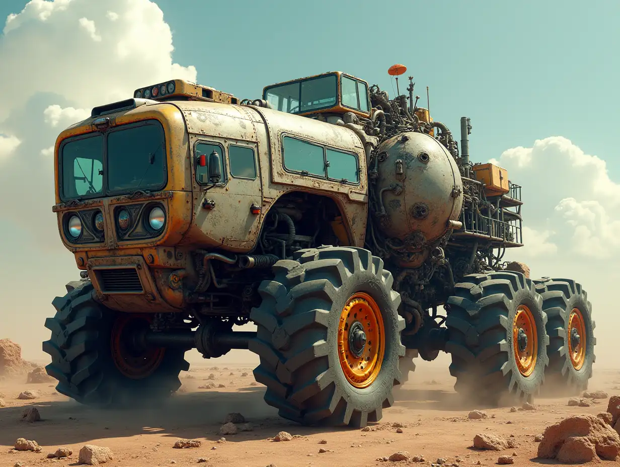 Create a crazy vehicle with many gears big windows ufo Cyberpunk.