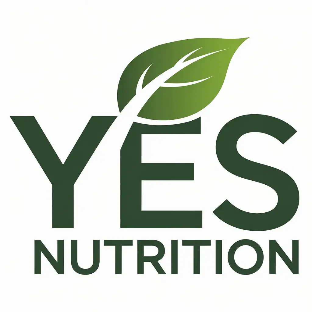 a vector logo design,with the text "YES nutrition", main symbol:leaf,Moderate,clear background