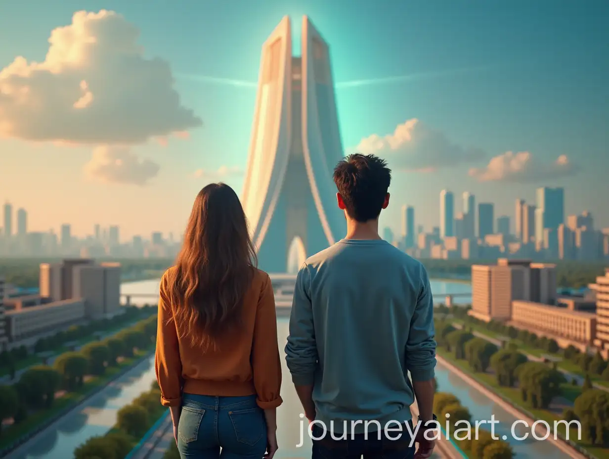 Young-Iranian-Couple-Contemplating-Future-in-Front-of-Tehrans-Azadi-Tower
