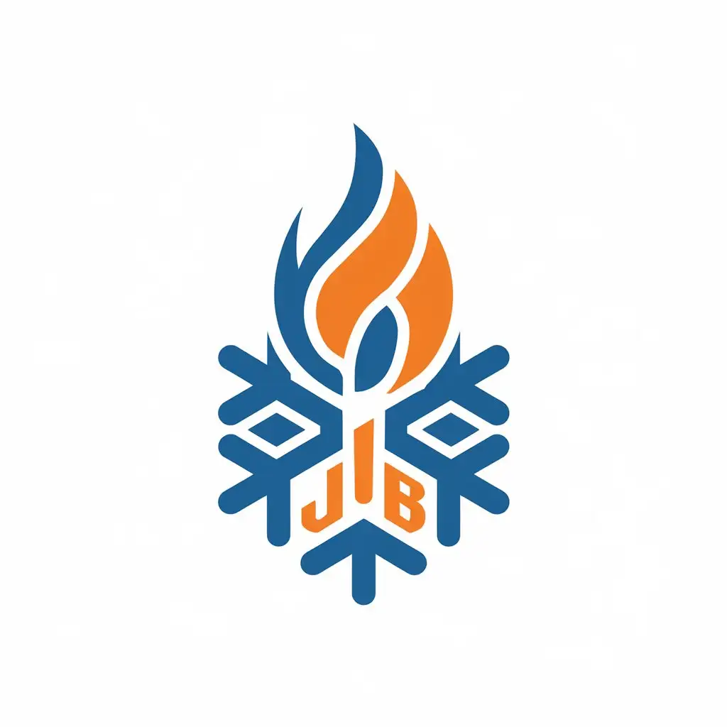 LOGO Design for JB Snowflake Flame Blue Orange Abstract Symbol for Travel Industry