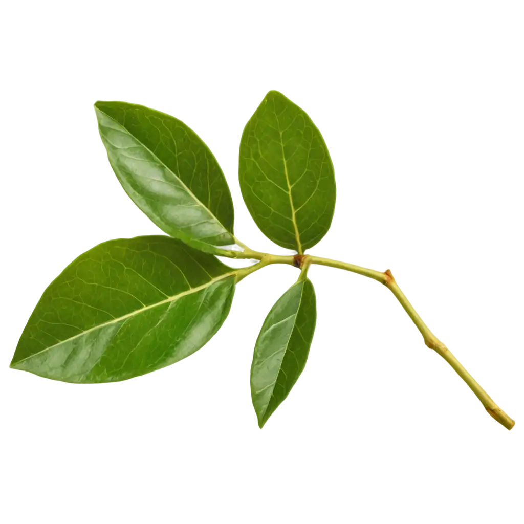 Lemon tree leaves on a branch, transparent background