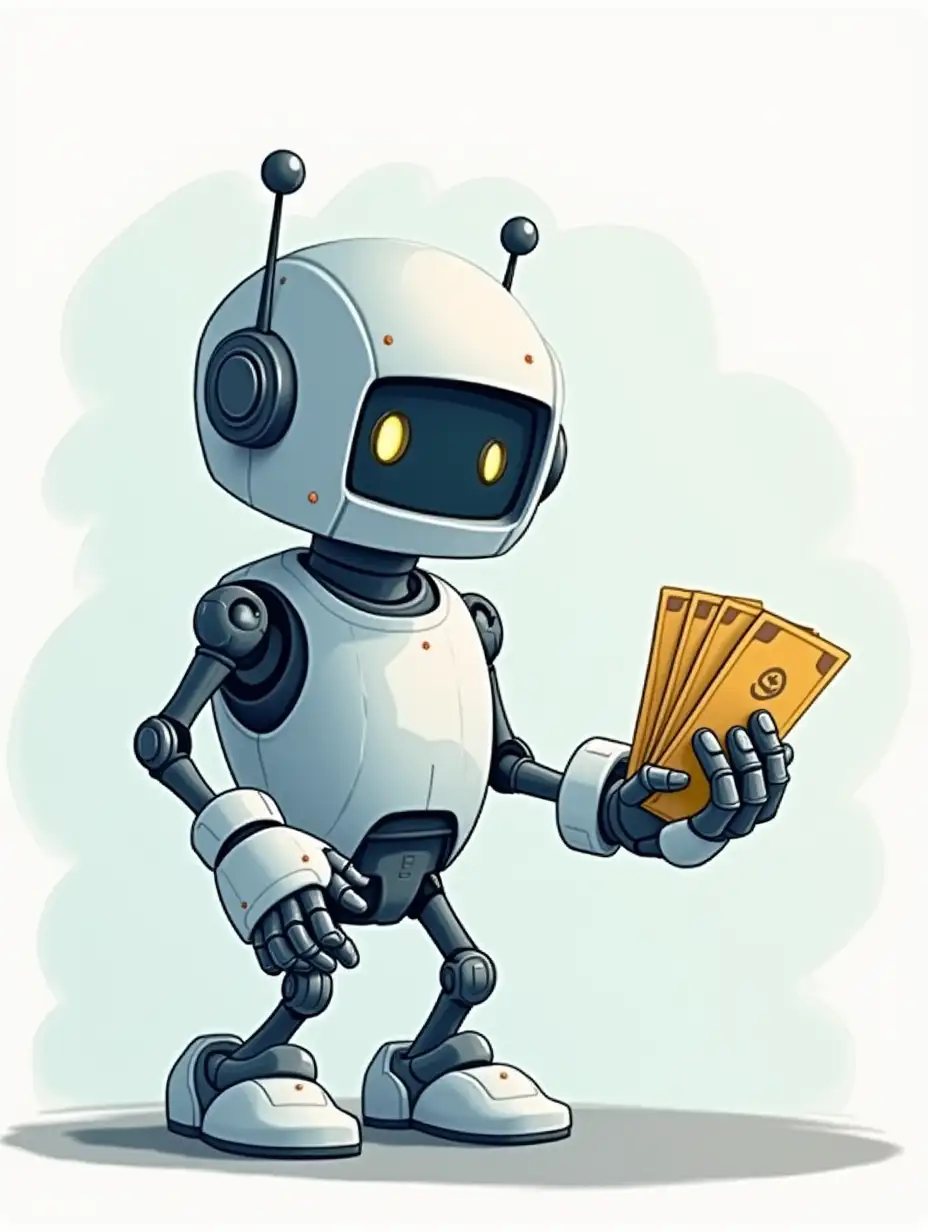 image in cartoon style, drawing of a robot performing payment reconciliation with bank transfer for car insurance