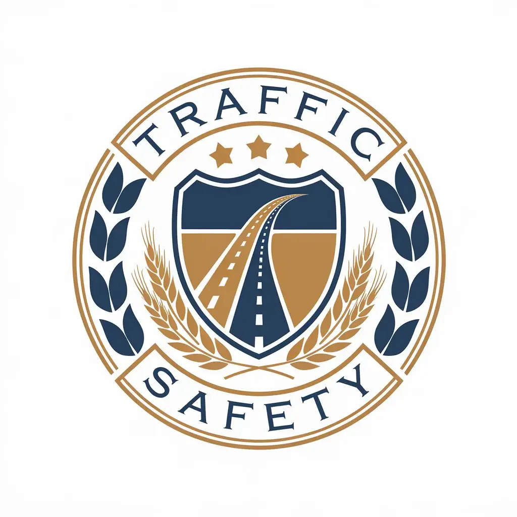 LOGO Design for Traffic Safety Highway River Shield Wheat Stalks Five Stars with Circular Lines