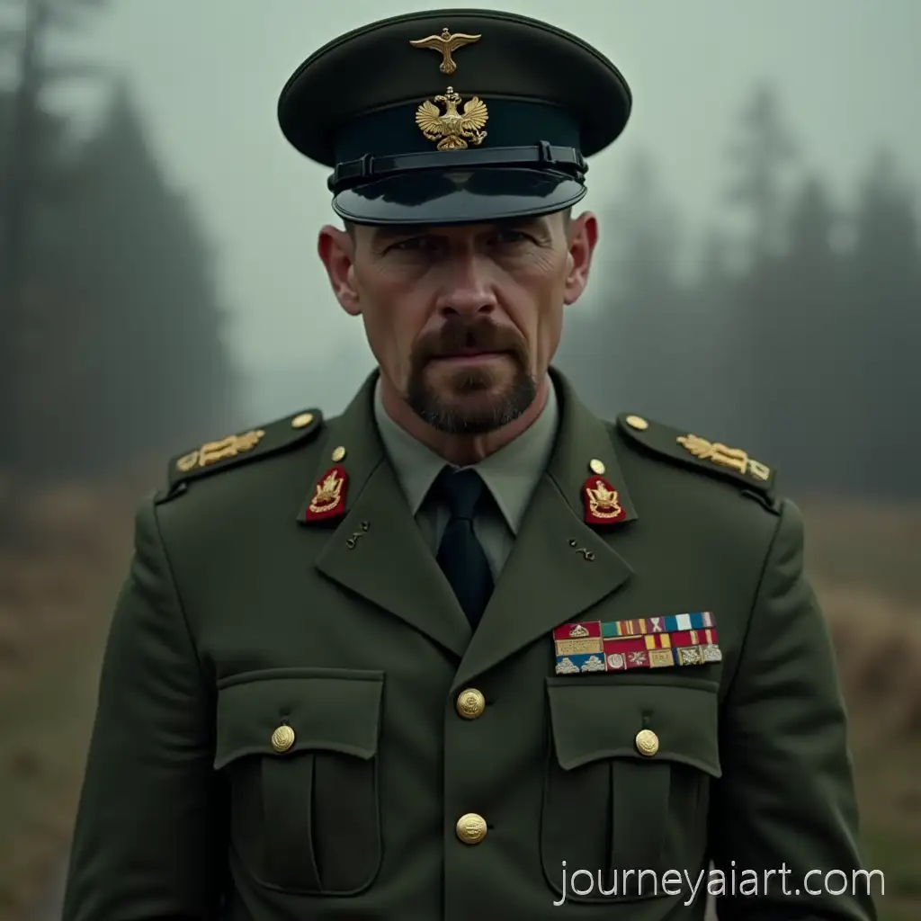 Breaking-Bad-Character-in-Russian-Army-Uniform-Standing-in-Military-Setting