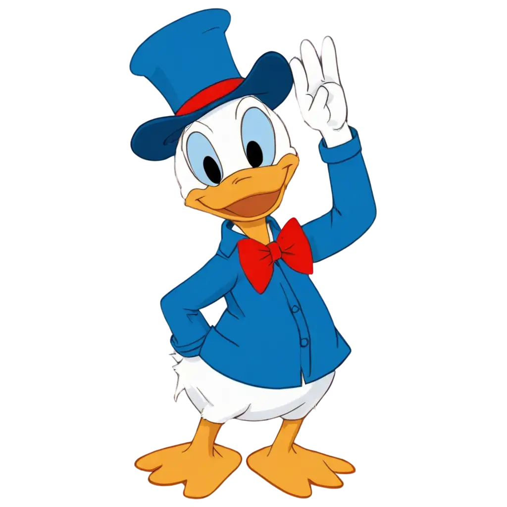 Donald-Duck-PNG-Image-Blue-Hat-Blue-Shirt-Red-Bow