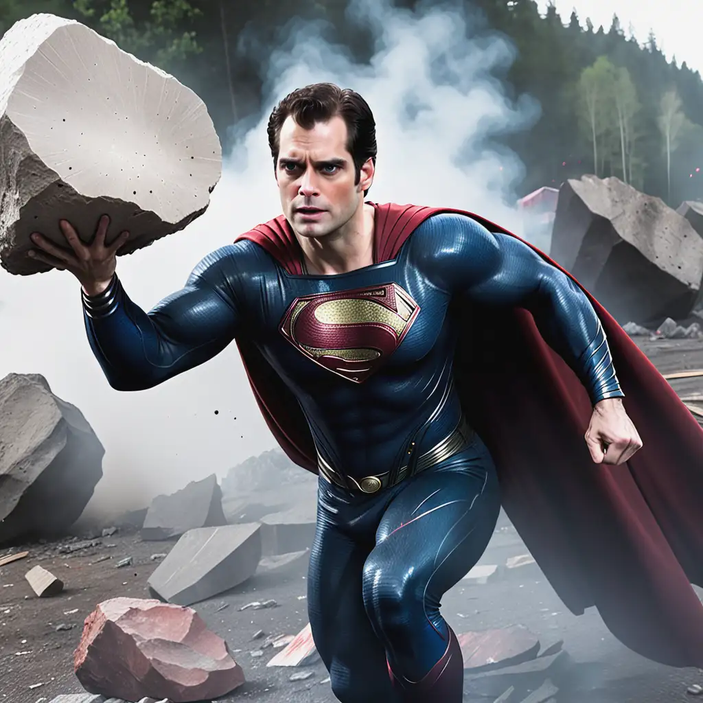 Henry-Cavill-as-Superman-Throwing-a-Rock-at-James-Gunn