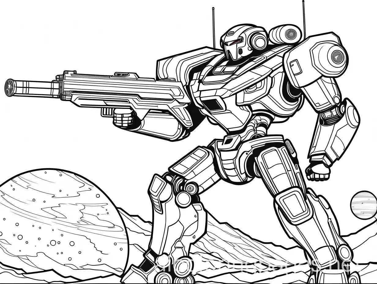 Giant-Modern-Robot-Armed-with-Bazooka-in-Space-Scene