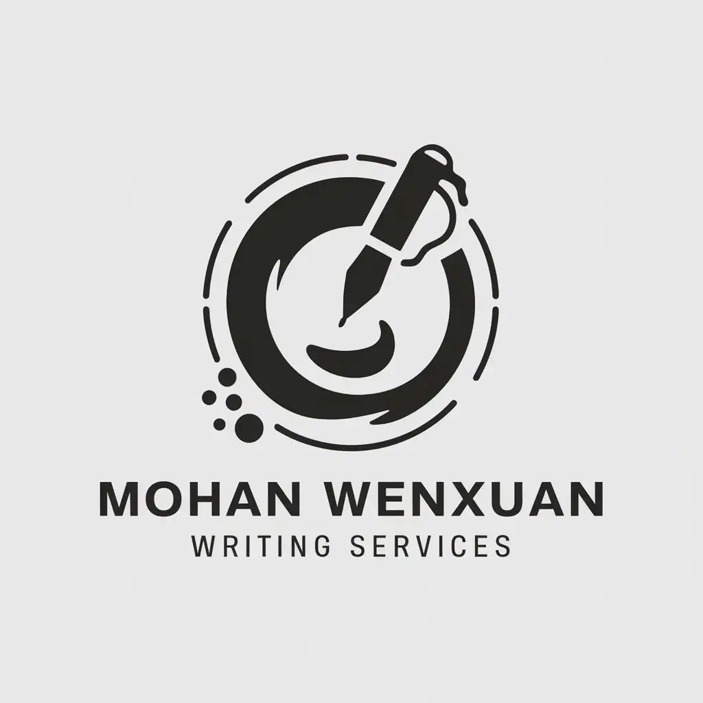 a vector logo design,with the text "Mohan Wenxuan writing services", main symbol:Ink, ink smell, pen, writing,Moderate,be used in Education industry,clear background