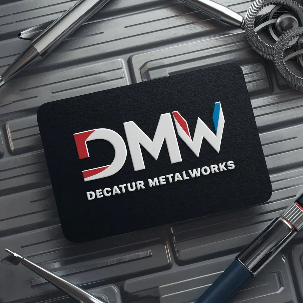 LOGO Design for Decatur MetalWorks Modern Icon DMW in Red White and Blue