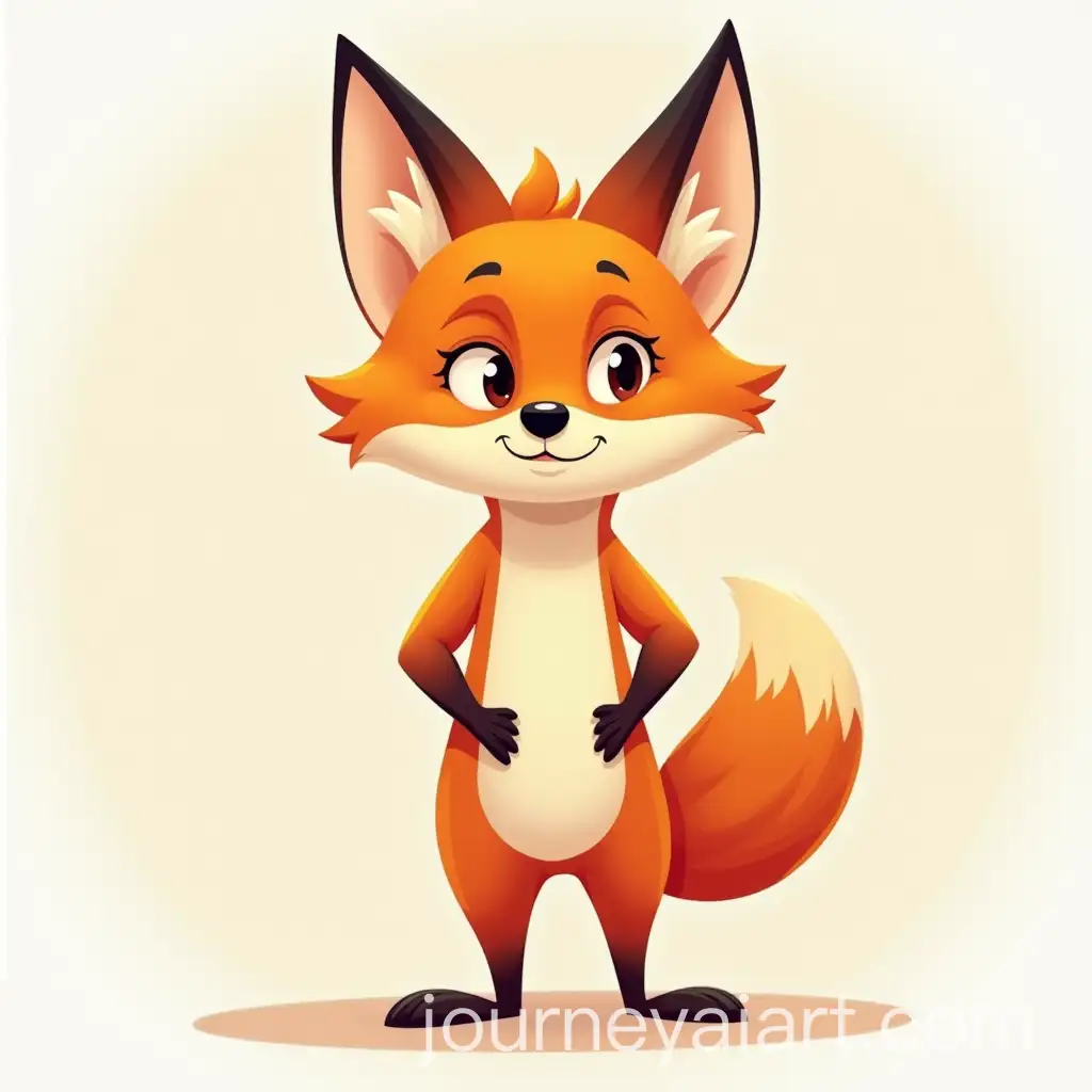 Anthropomorphic-Fox-Standing-in-Cartoon-Style