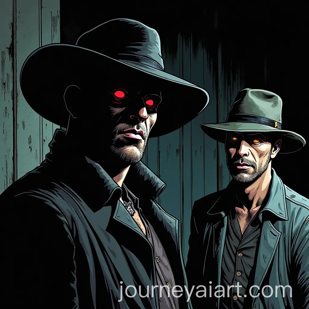 Postapocalyptic-Cyberpunk-Scene-with-Two-Men-in-a-Dark-Looted-Hideout