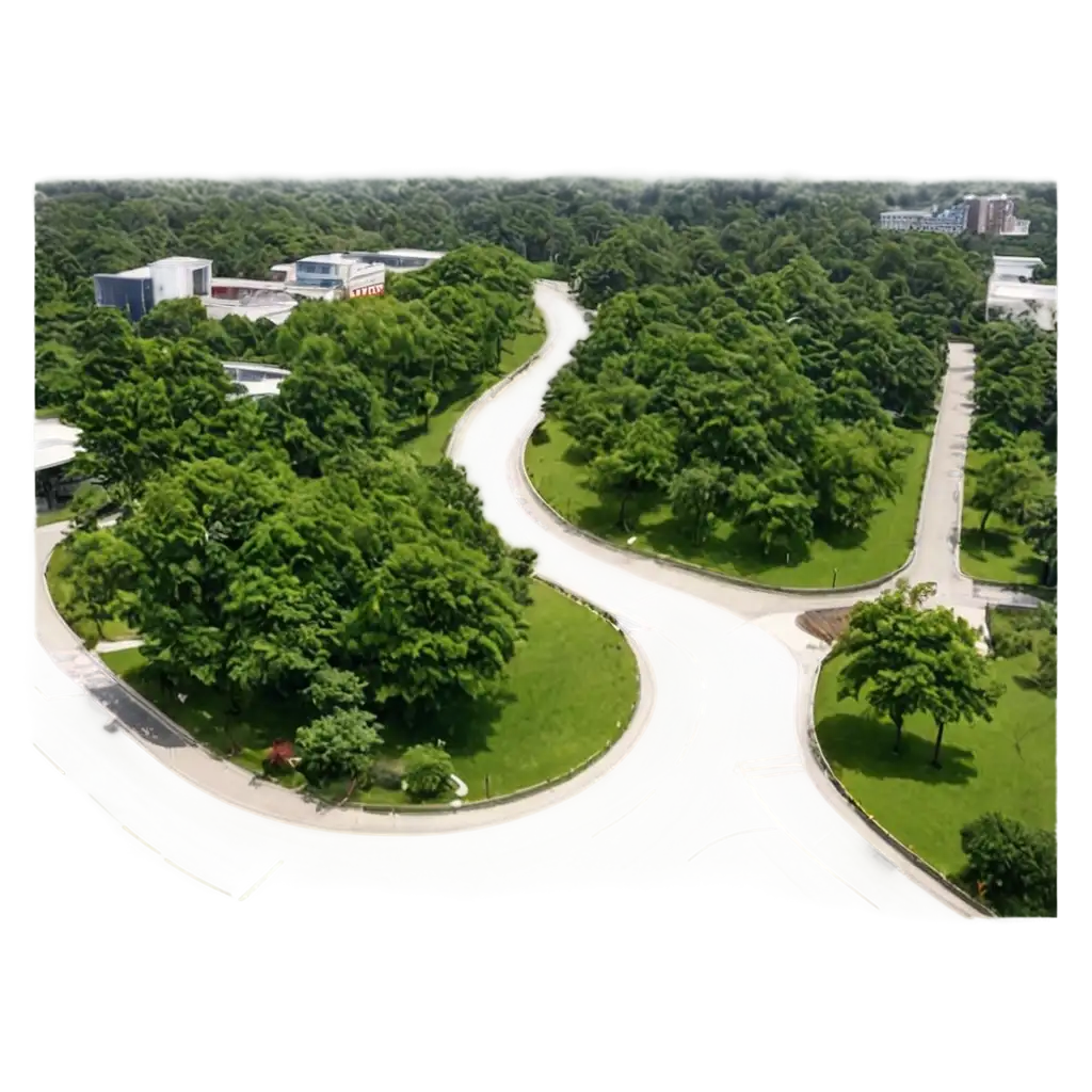 Sky-View-of-a-University-Campus-Road-in-PNG-Format-A-Serene-and-Detailed-Aerial-Perspective