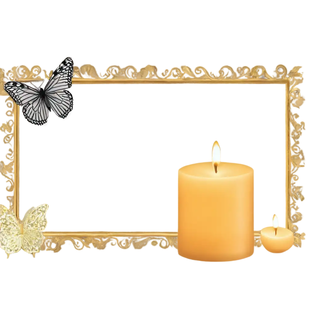 Elegant-Photo-Frame-Candle-and-Butterfly-PNG-Image-for-Versatile-Design-Applications