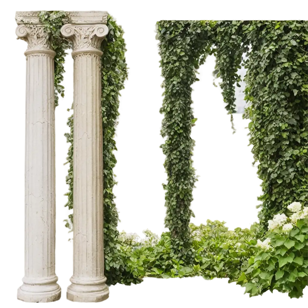 PNG-Image-of-Ancient-Stone-Columns-with-Ivory-White-God-Woman-Ivy-and-Flowers