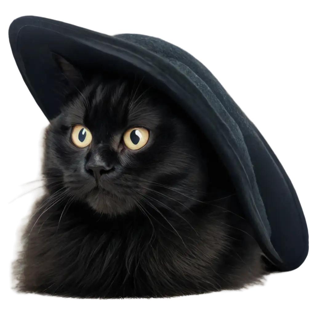 a cat with black hat