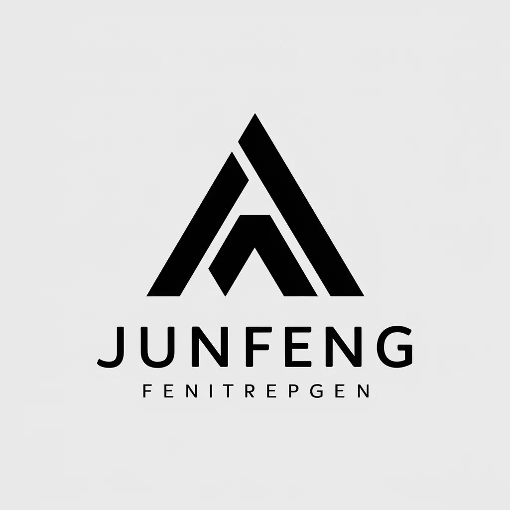 a vector logo design,with the text "Junfeng", main symbol:triangle,Minimalistic,be used in car industry,clear background