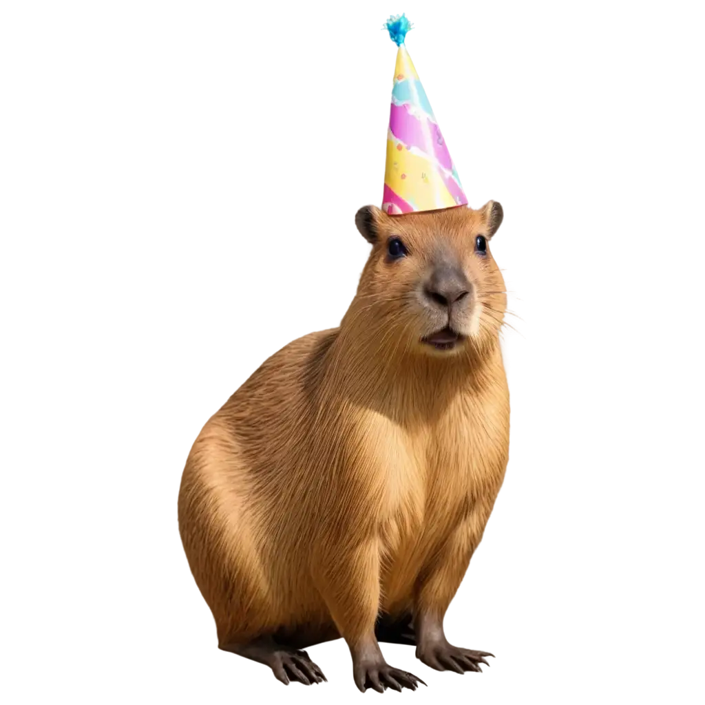 PNG-Capybara-with-Birthday-Hat-Adorable-Image-for-Online-Celebrations