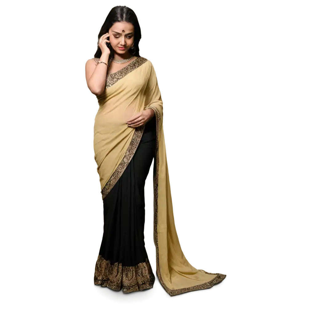 Beautiful-Woman-in-Georgette-Crape-Saree-PNG-Image-for-Fashion-and-Cultural-Illustrations