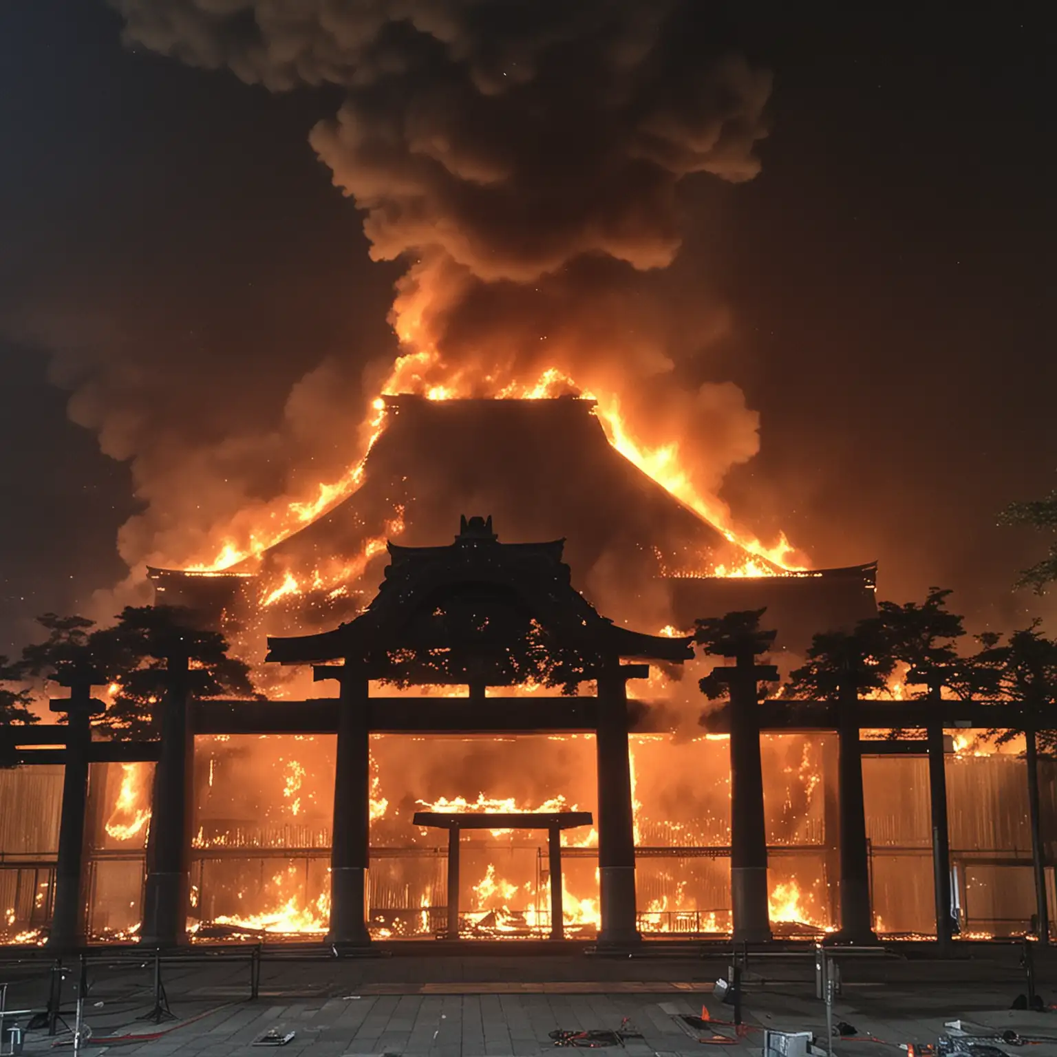 Yasukuni Shrine is on fire