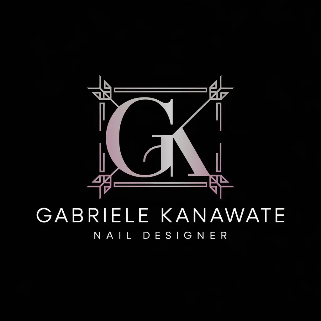 LOGO-Design-For-Gabriele-Kanawate-Nail-Designer-Silver-Gradient-with-G-and-K-Initials