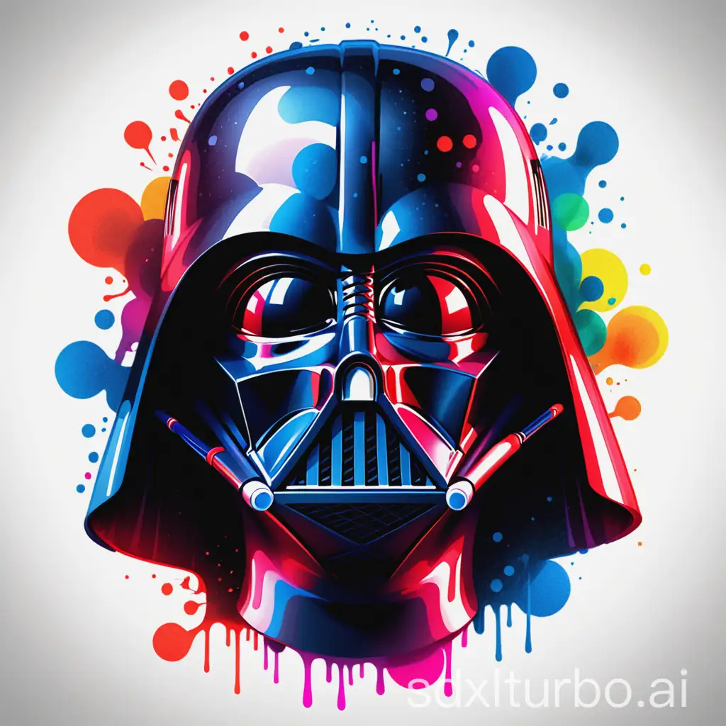 Darth-Vaders-Visage-Emblazoned-with-Vibrant-Ink-Spots