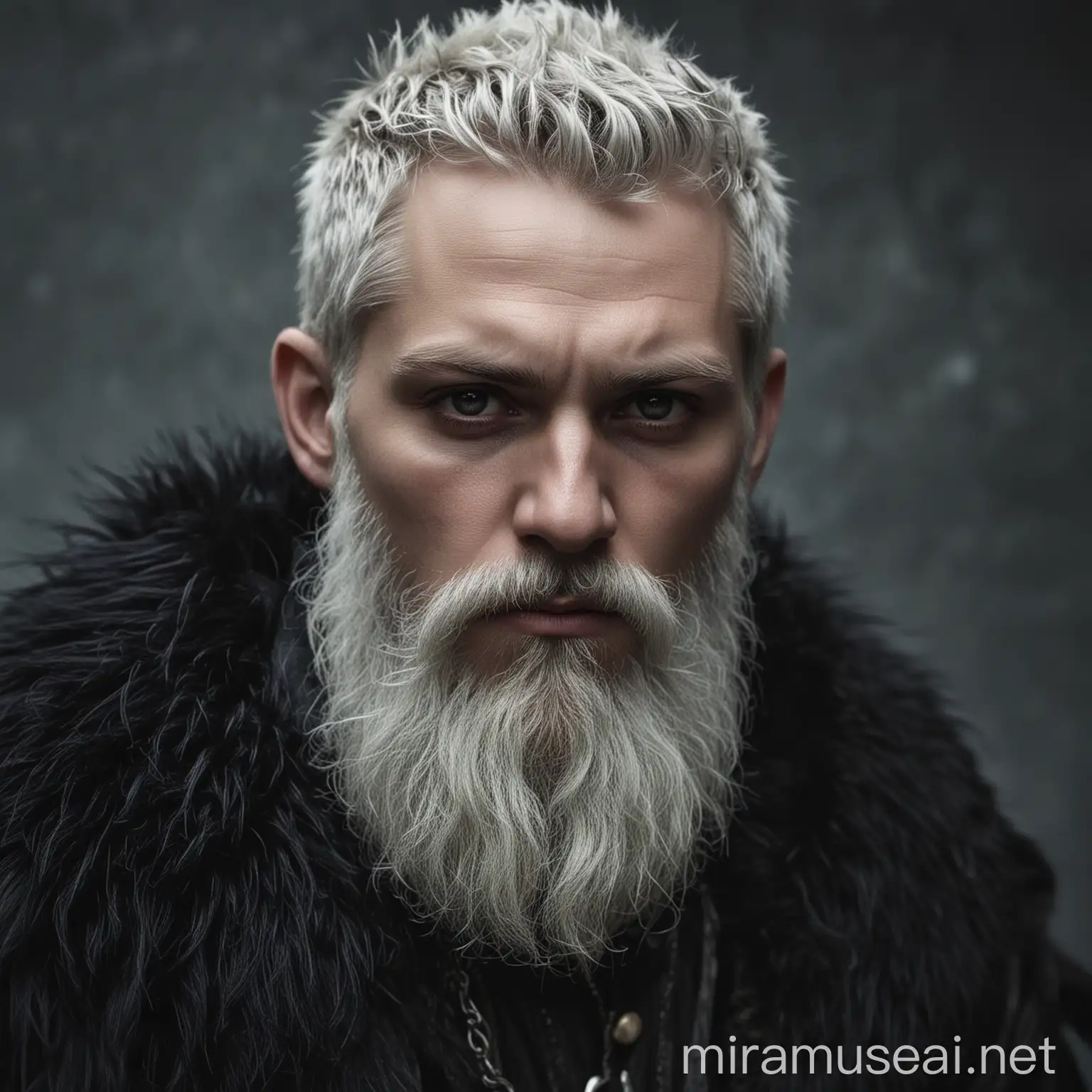 Desirous Viking Man in Dark Clothes and Furs