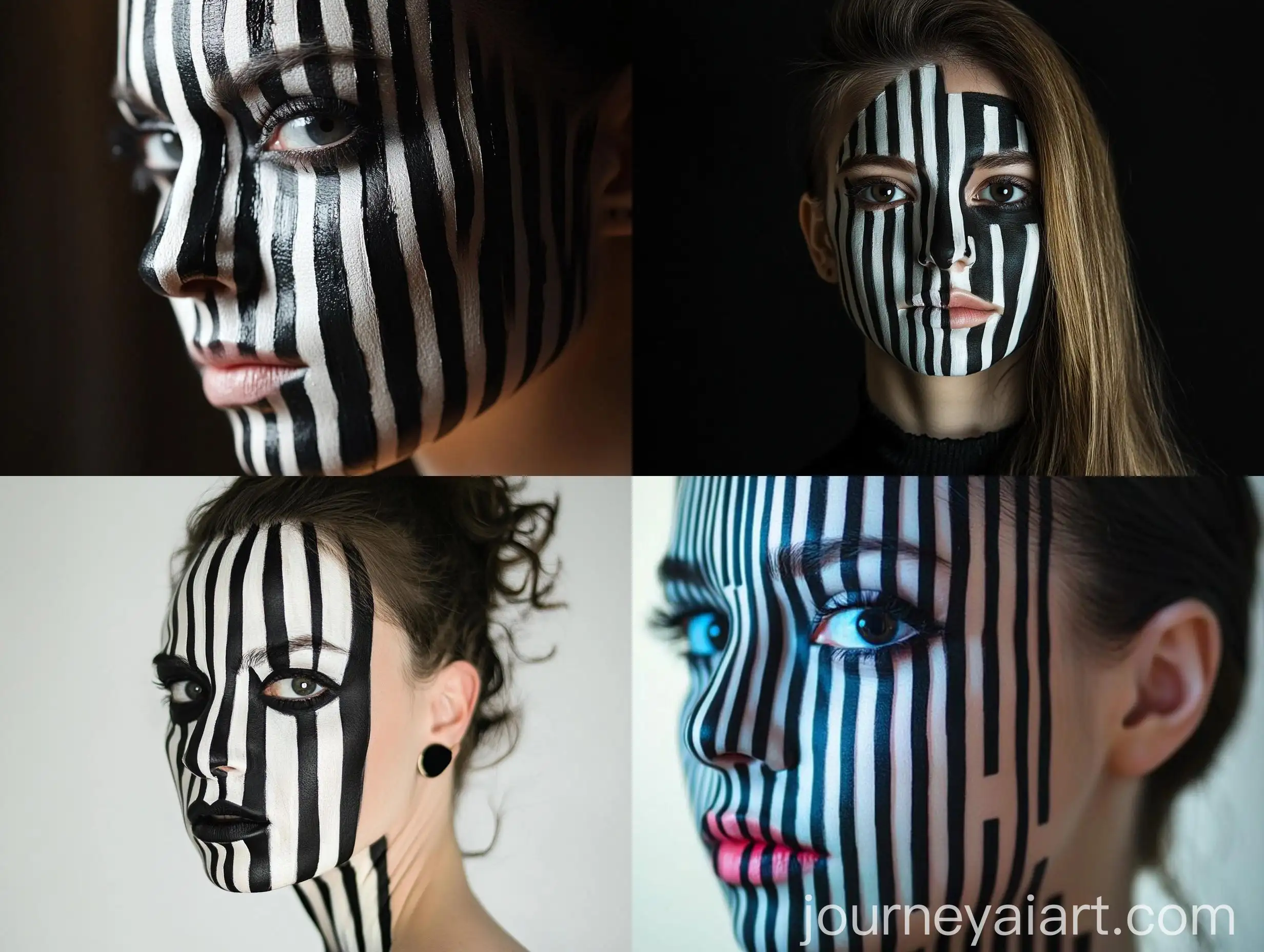 HalfFace-Barcode-Makeup-Serious-and-Realistic-Portrayal