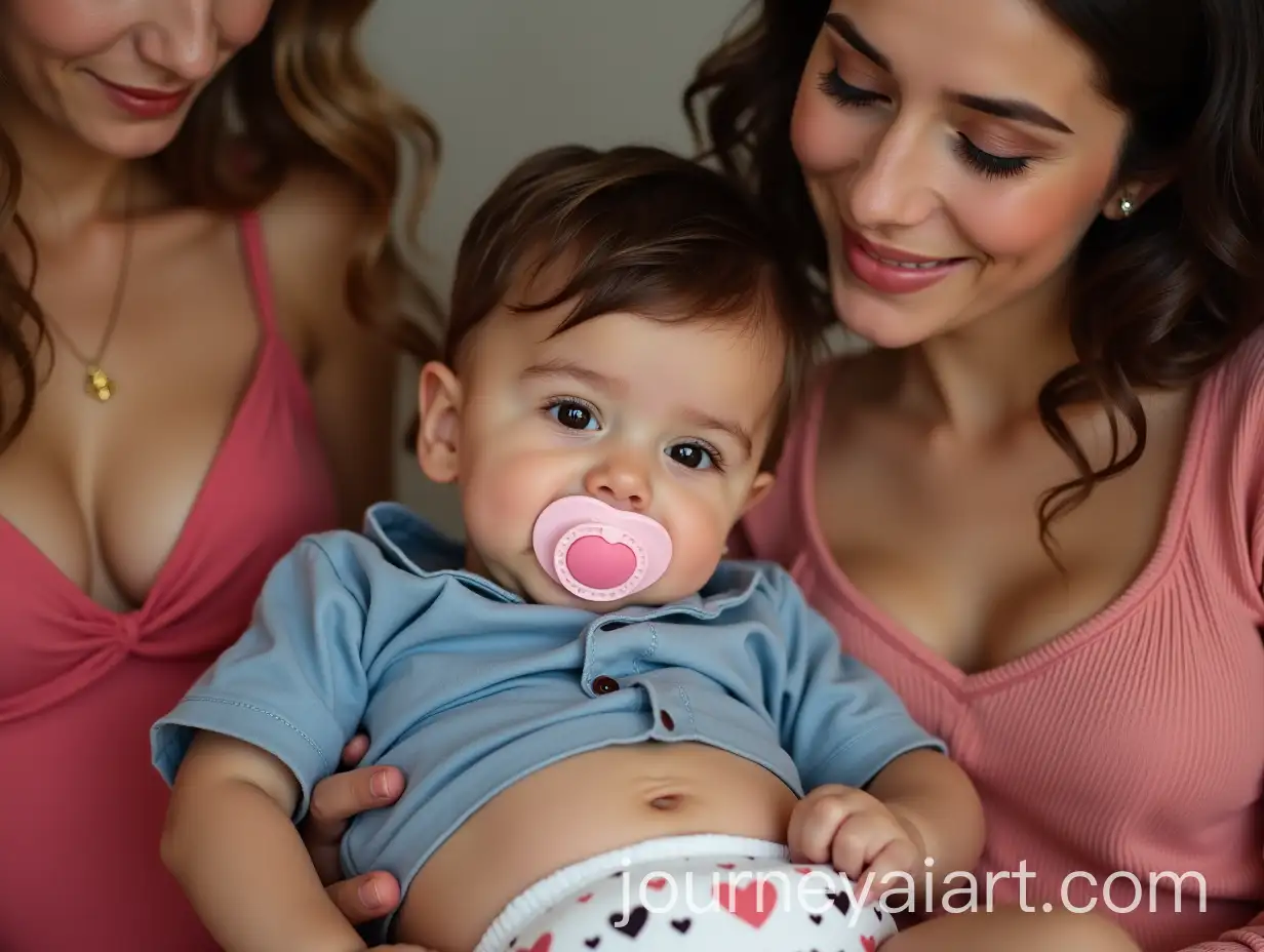 Middle-Eastern-Baby-Boy-with-Mother-and-Friends-in-Colorful-Party-Dresses