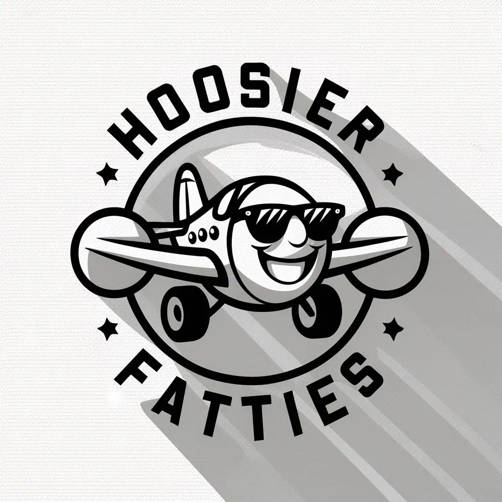 LOGO Design For Hoosier Fatties Modern Airplane Badge in Black White