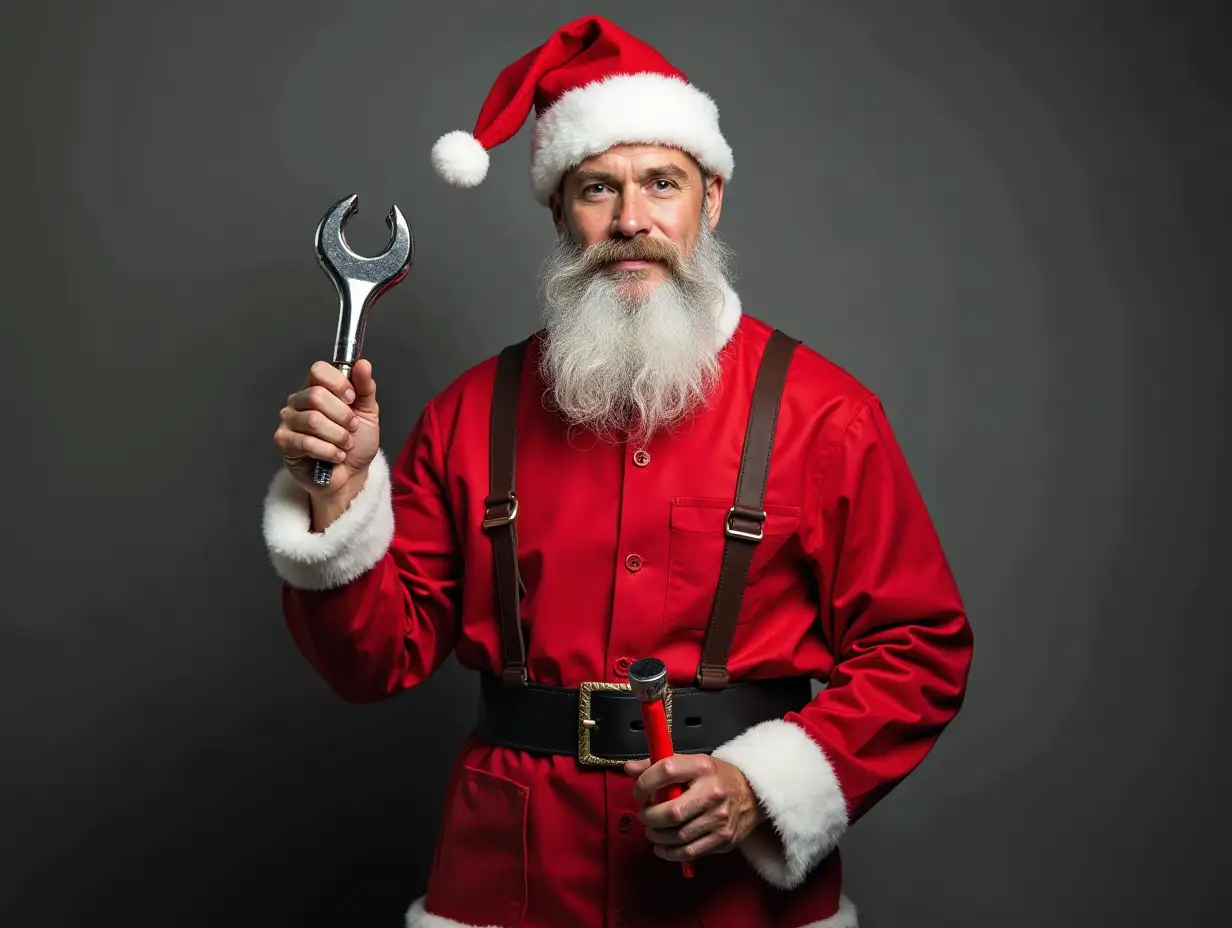 Santa Claus Plumber Repairing Pipes