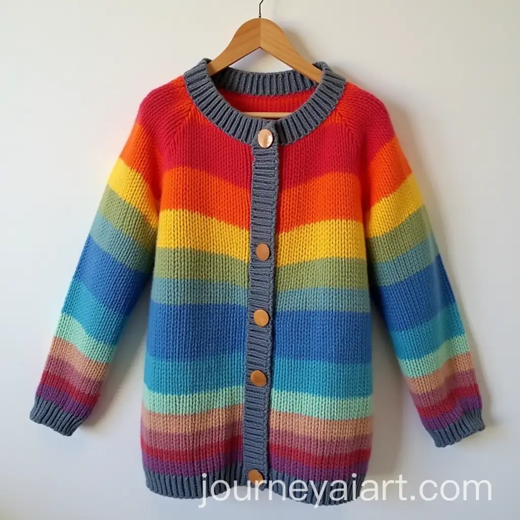 Handmade-Rainbow-Knitted-Cardigan-with-Colorful-Stripes