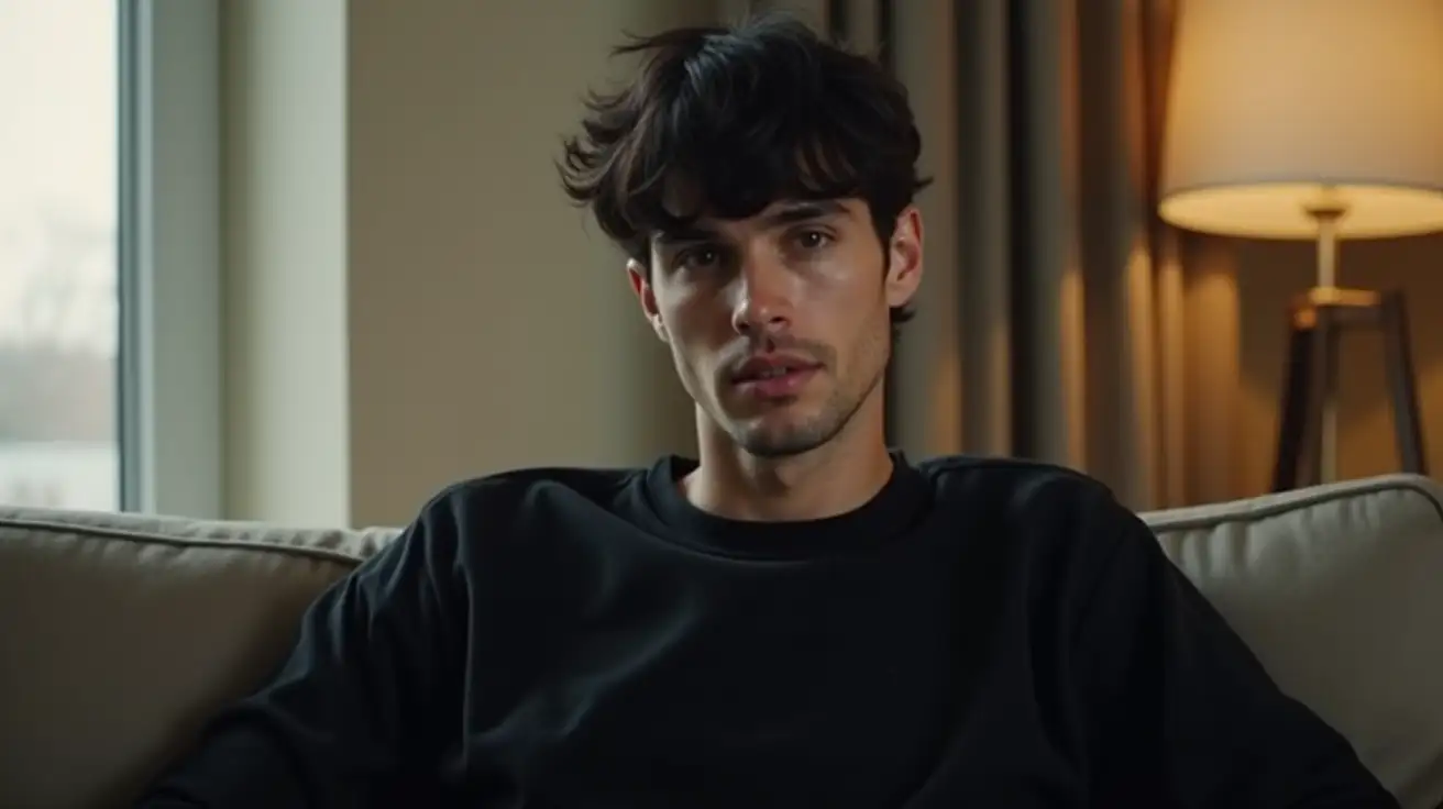 Young-Handsome-Man-Sitting-on-Sofa-in-Living-Room-During-Morning