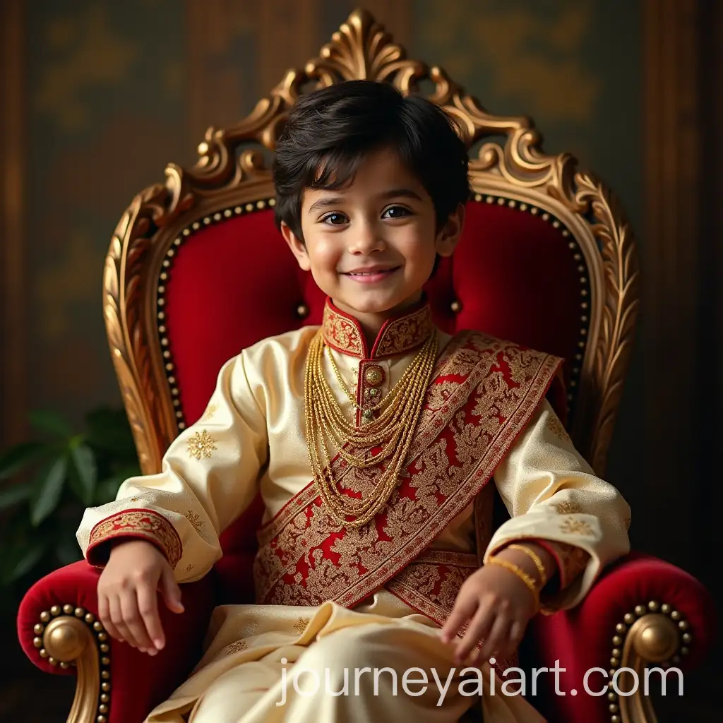 18YearOld-Son-in-Indian-Prince-Clothing-Sitting-on-Kings-Throne