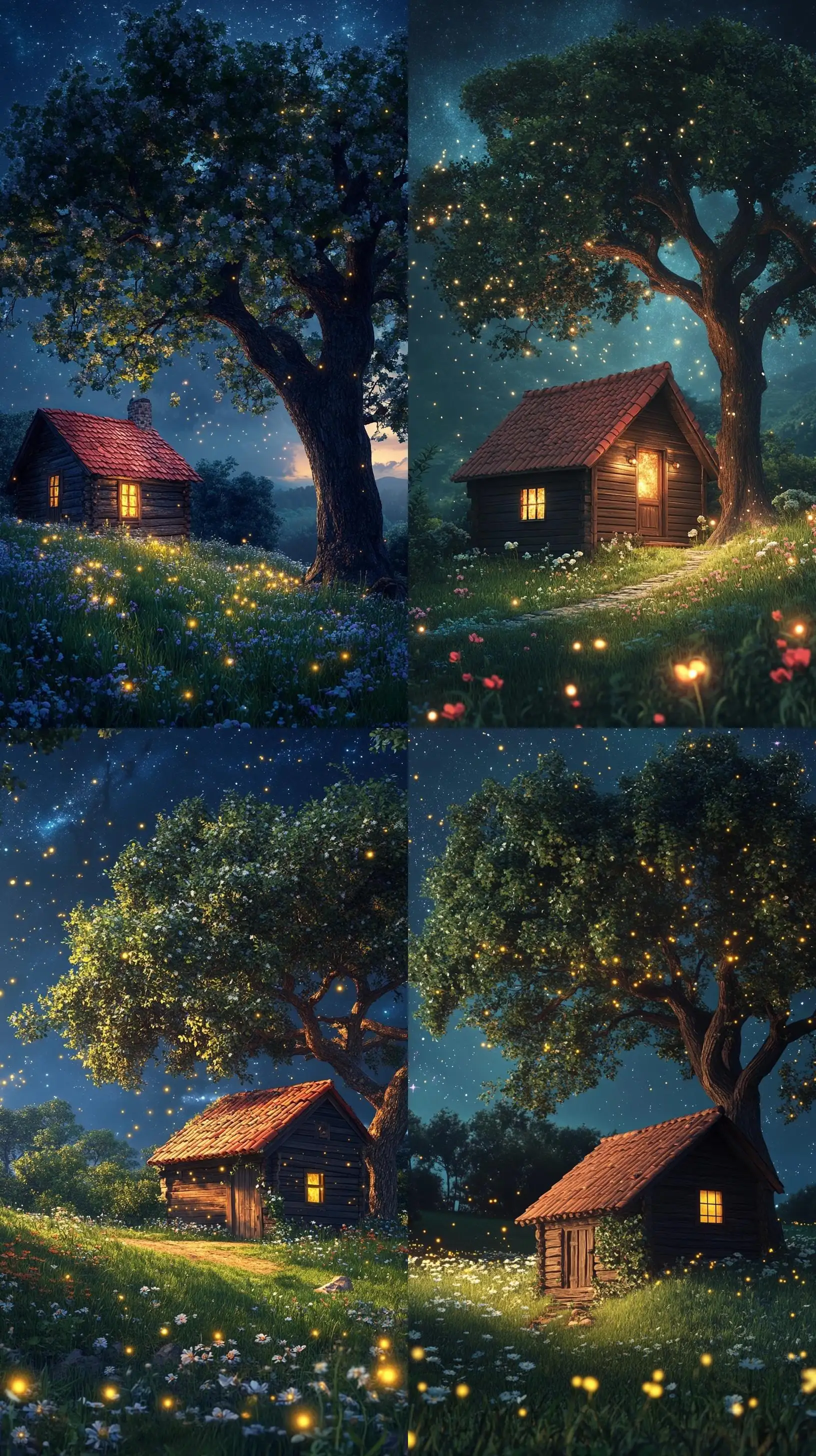 Peaceful-Cabin-in-Meadow-under-Starry-Night-Sky