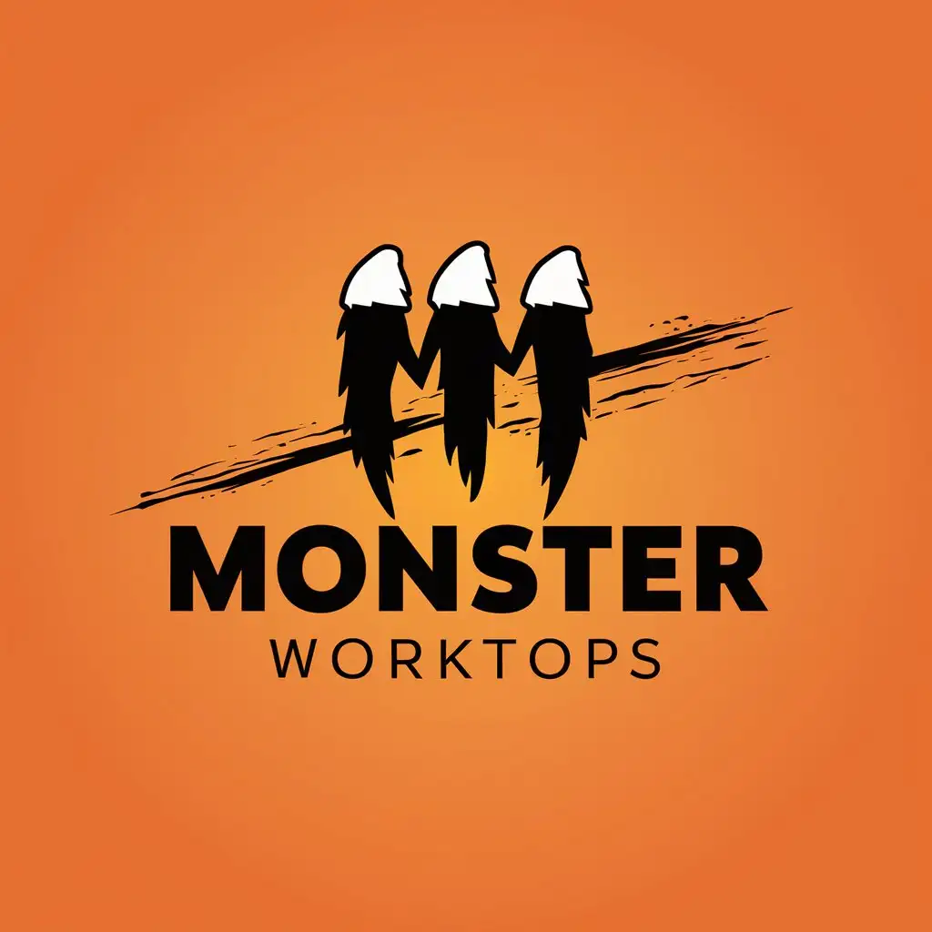 LOGO Design For Monster Worktops Orange White with Claw Marks and Bold M Symbol