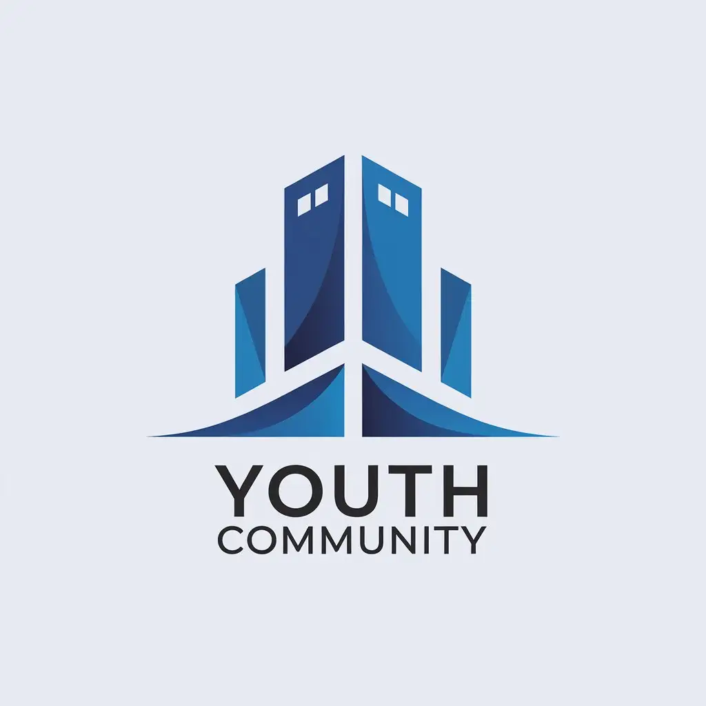 a vector logo design,with the text "youth community", main symbol:blue,Minimalistic,be used in Construction industry,clear background