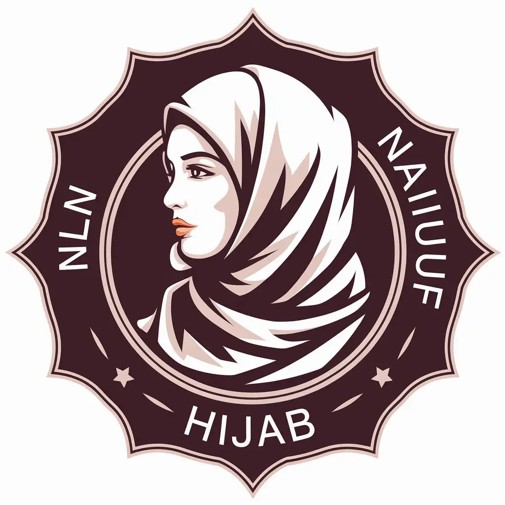 a vector logo design,with the text "NLf Nailuff Hijab", main symbol:VEILED WOMAN SIDEPORTRAIT,complex,be used in Others industry,clear background