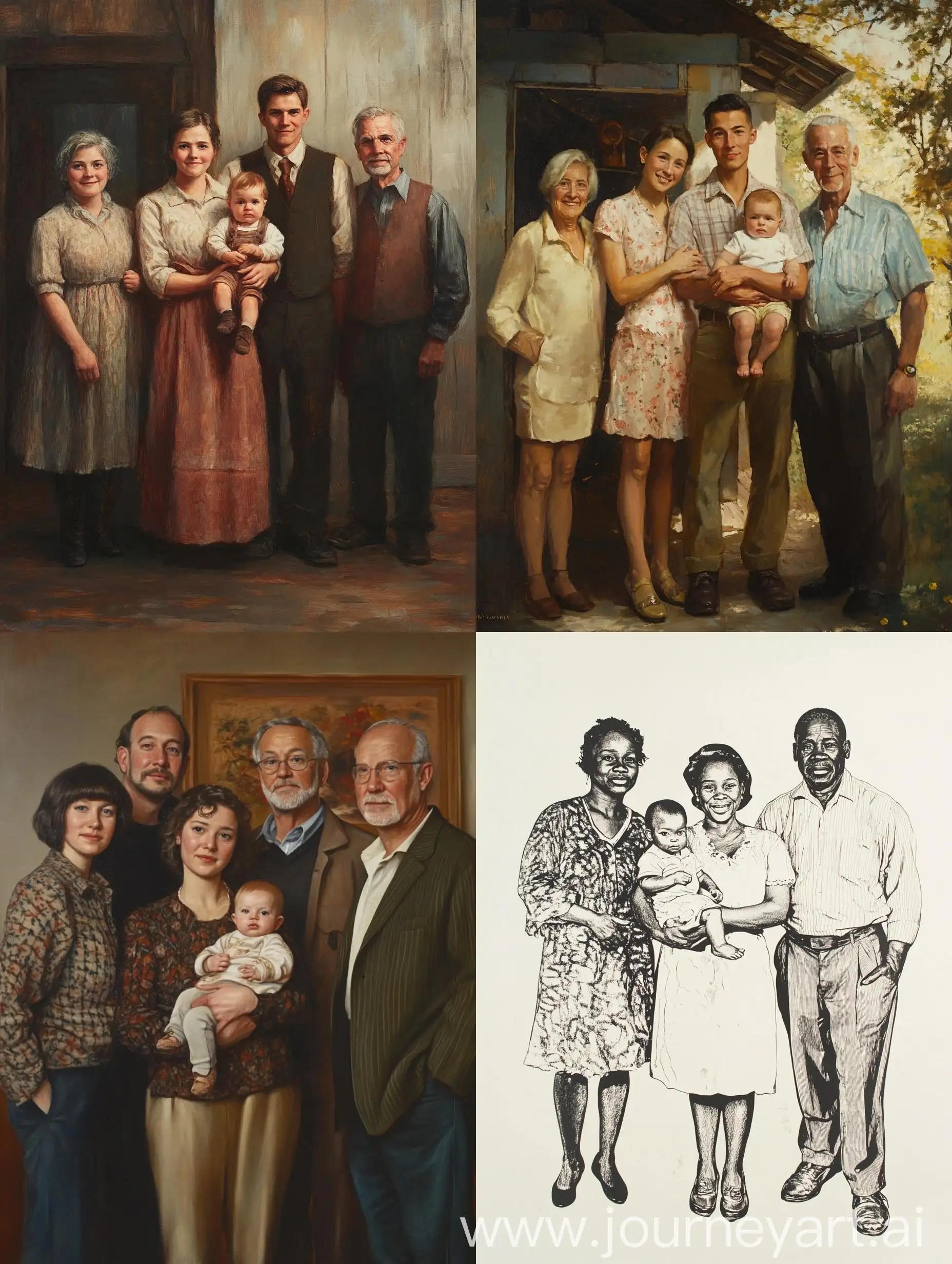 Family-of-Five-with-Young-Parents-Holding-Baby-Grandparents-Watching