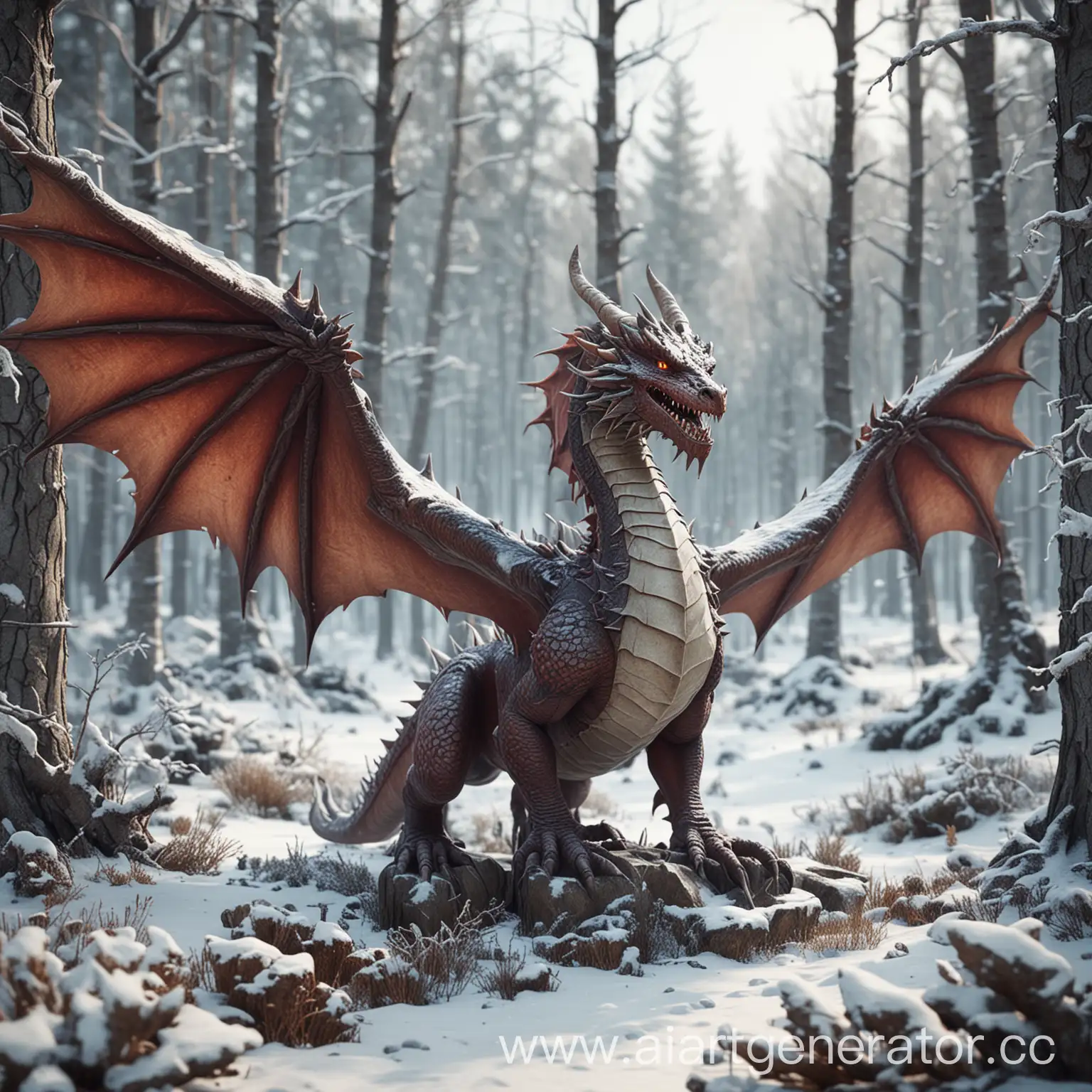 3D-Dragon-Game-in-a-Light-Winter-Forest