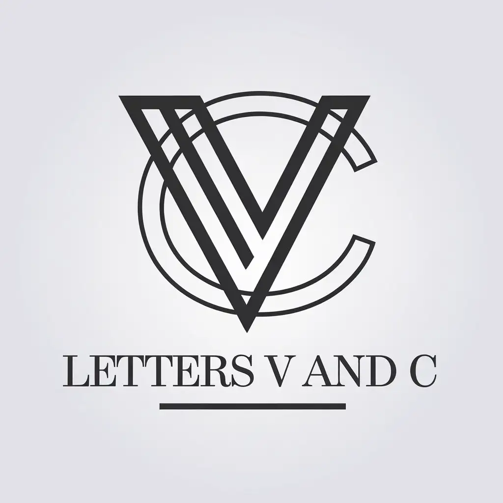 LOGO Design for Letters V and C Minimalistic Vector with Clear Background