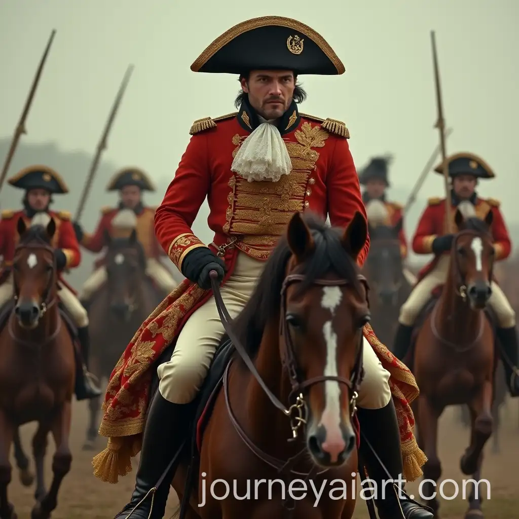 Napoleon-onNapoleon-AI-Image-Prompt-Horseback-with-Joaquin-Phoenixs-Expression-Surrounded-by-a-Fleeing-World-from-Russia