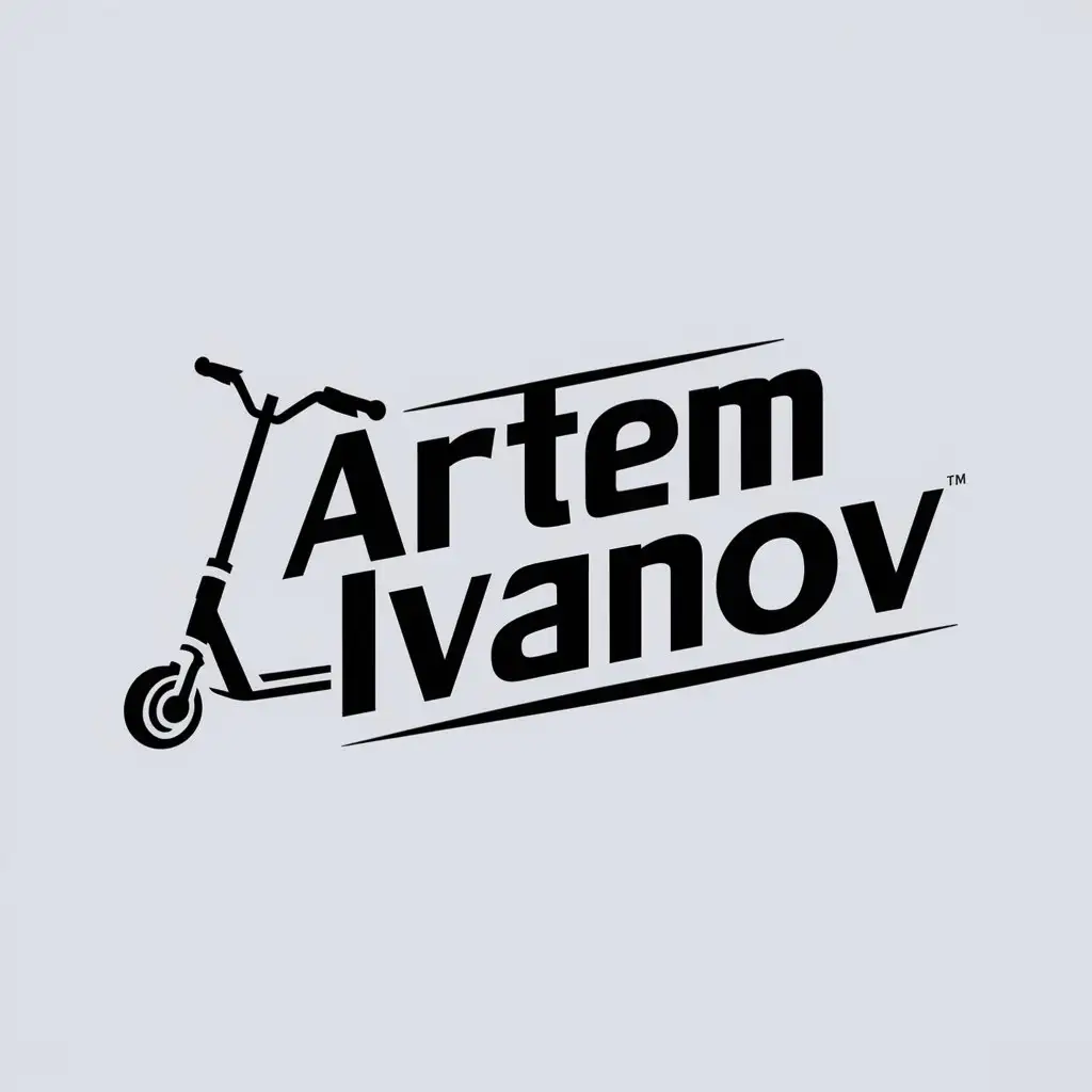 a logo design,with the text "Artem Ivanov", main symbol:Stunt Scooter,complex,be used in Sport industry,clear background