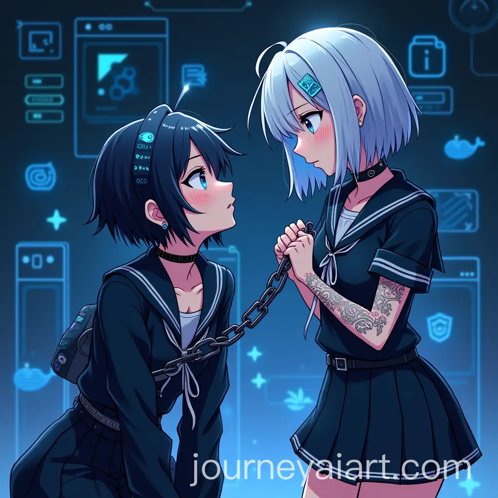 AnimeStyle-Cyberpunk-Girls-Representing-Docker-and-Kubernetes-with-Futuristic-Sailor-Outfits