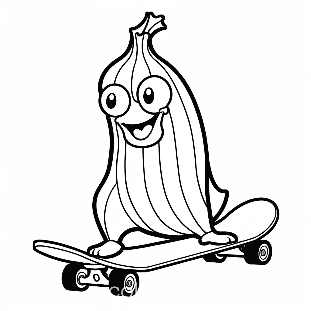 Banana-Skateboarding-Coloring-Page-for-Kids