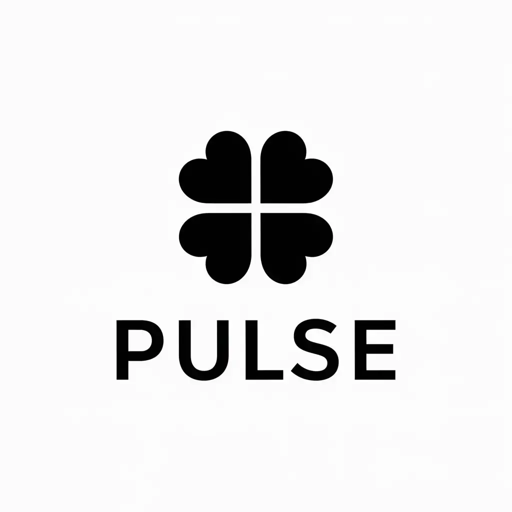 LOGO-Design-For-Pulse-Clover-with-Four-Leaves-Symbolizing-Prosperity-and-Luck