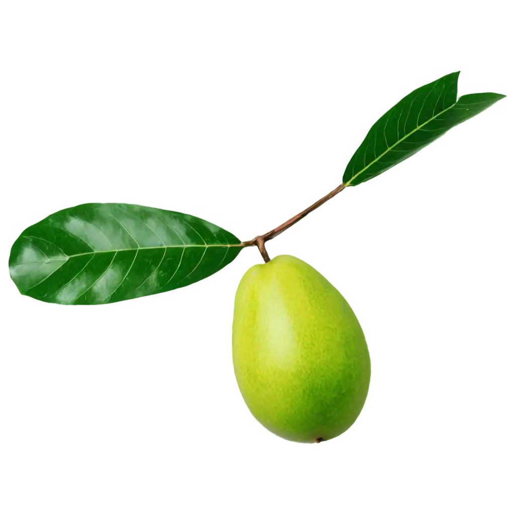 Top-View-of-Single-Green-Mango-PNG-Image-with-Light-Shadow