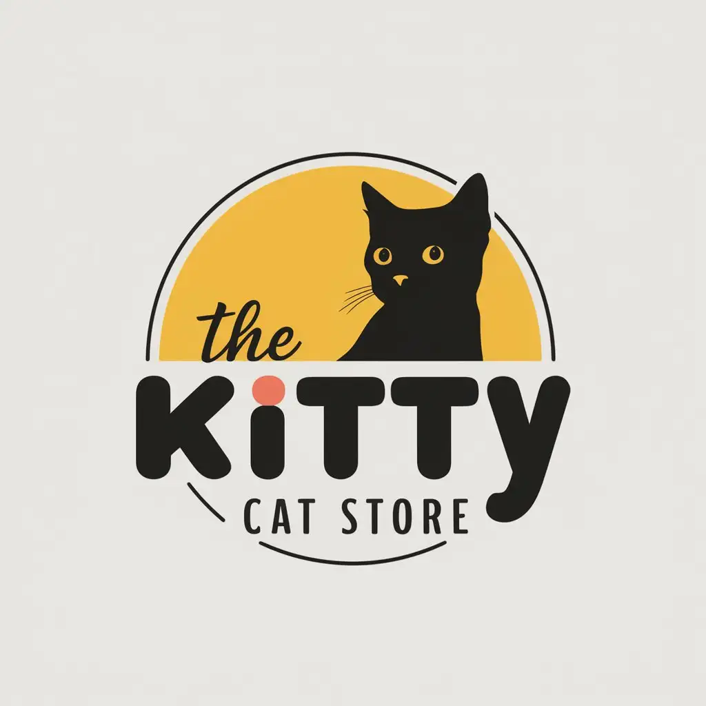 LOGO Design For The Kitty Cat Store Bright and Vibrant Cat Silhouette on Clear Background