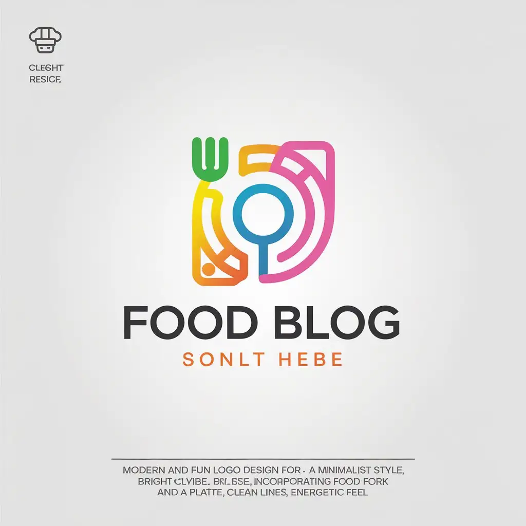 LOGO Design for Modern Food Blog Minimalist Style with Fork Plate and Playful Vibe